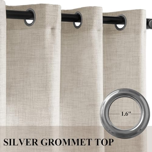 Fcosie Extra Long Linen Blend Curtains for High Ceiling, Light