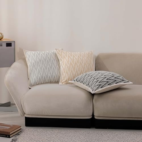 Home Brilliant Textured Chenille Pillow Covers 18x18 inch Black Set of
