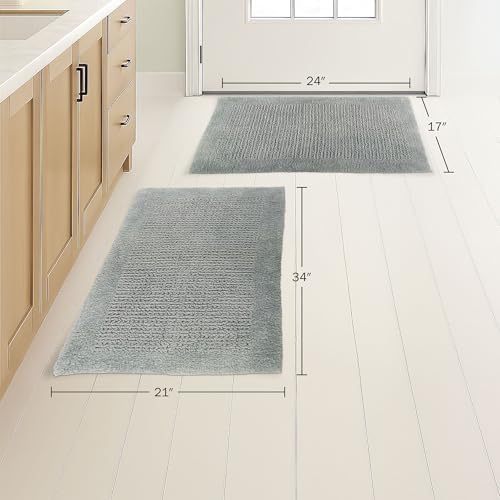 Bathroom Rugs - 2-Piece 2500GSM Cotton Bath Mat Set - Reversible Rugs