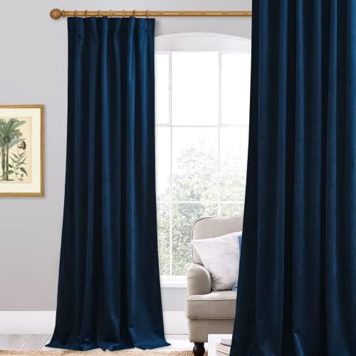 StangH 120 inches Long Navy Blue Velvet Curtains for High Ceiling 1