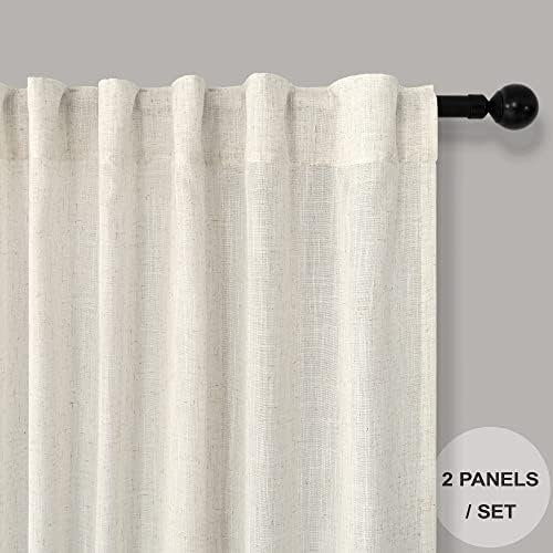 Natural Linen Extra Long Curtains 9 FT for Living Room 2 Panel Sets