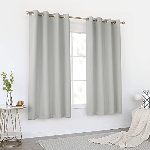 KEQIAOSUOCAI Light Gray Blackout Curtains 63 Inches Long for Living