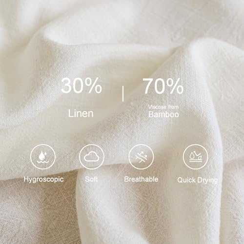 Linen Duvet Cover Set King Size 3PC,Linen Blend Duvet Cover with