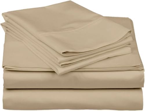 Cotton Home- 4 Pieces Twin-XL Size Taupe Color Sheet Set – Fit