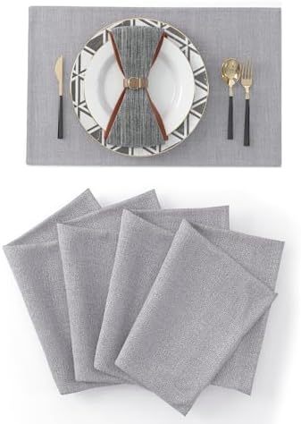 4 Piece 12 x 18 inch Soft Faux Linen Place Mats Heat Resistant Dining