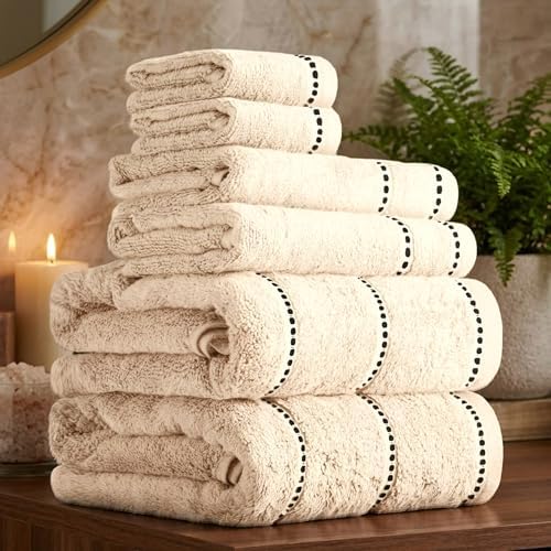 Lavish Home 6PC Towel Set - 525GSM 100% Cotton Bathroom Essentials