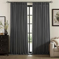IVAPUPU Dark Grey Pinch Pleated Full Blackout Linen Curtains 108 Inch
