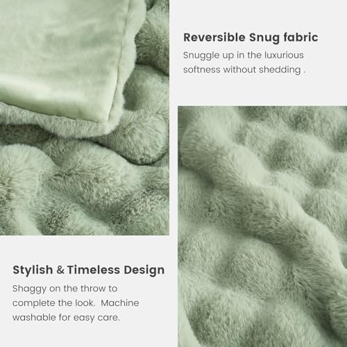 Cozy Bliss Faux Fur Throw Blanket for Couch, Fuzzy Soft Plush Thick
