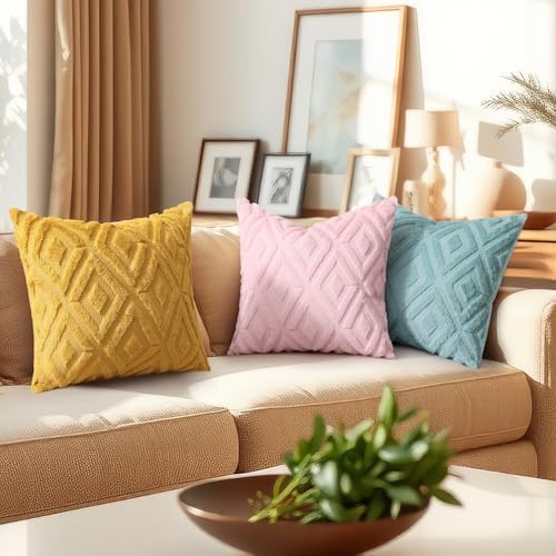 decorUhome Fall Faux Fur Light Teal Throw Pillow Covers 20x20 Set of 2