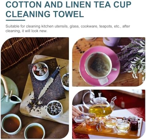 Beige Cotton Linen Dish Towels for Cleaning Kitchen Glassware