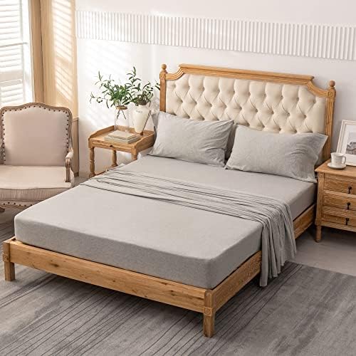 PURE ERA Jersey Knit Flat Sheet Only Heather Light Grey King
