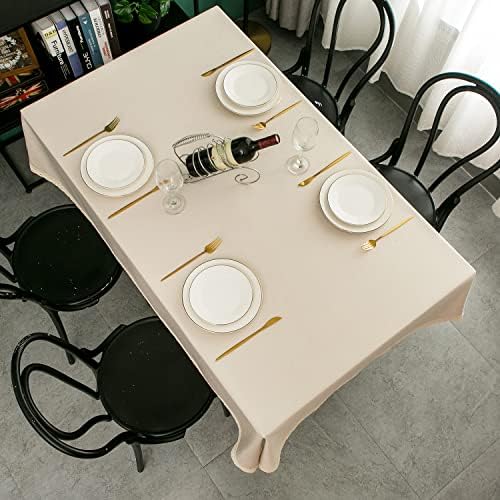 EHouseHome Faux Linen Tablecloth with Lace Trim - Waterproof/Spill
