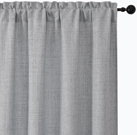 Aiyufeng Grey Curtains for Bedroom 63 Inch Length 2 Panels Set,Faux