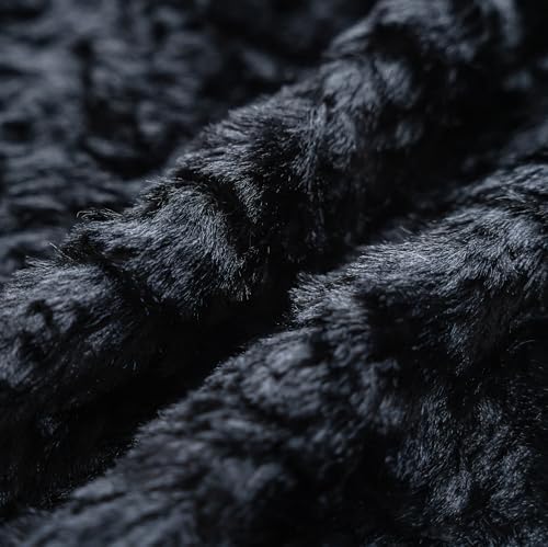 Neelvin Black Faux Fur Cozy Soft Solid Fuzzy Decorative Throw Pillow