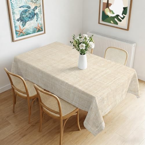 Minimalist Beige Aesthetic Waterproof Tablecloth Rectangle Washable
