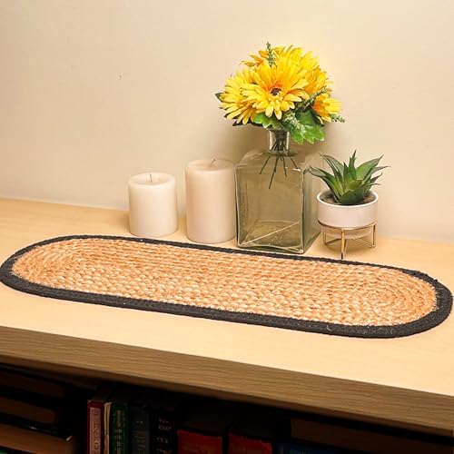 CHARDIN HOME Verona Woven Jute Cotton Braided Table Runner, 8x24