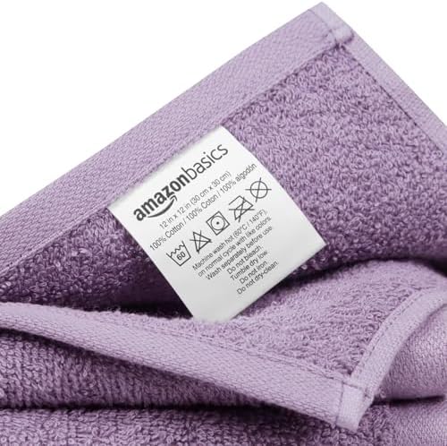 Amazon Basics Highly Absorbent, Fast Drying 100% Cotton Washcloths for