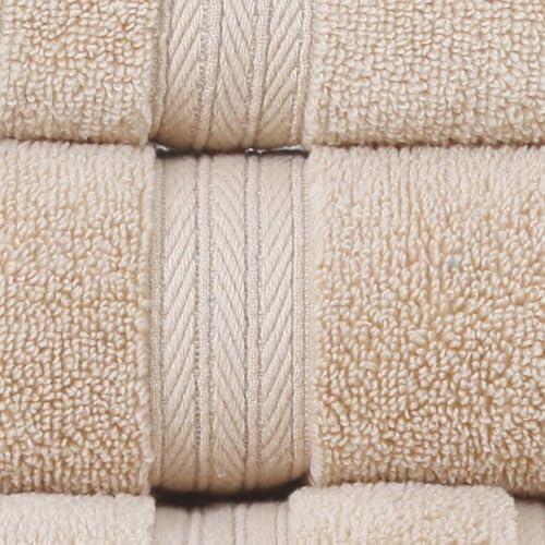 Super Absorbent & Quick Dry Beige Bath Hand Towels Set of 4, Size