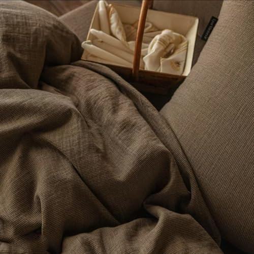 NSNLGSGC 100% Muslin Cotton Tan Houndstooth Queen Size Duvet Cover