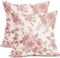 Coral Floral Pillow Covers 20x20 Inch Set of 2 Vintage Flower Coral