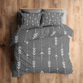 Gray Modern Duvet Cover Full Size, Minimalist Boho Stripe Reversible