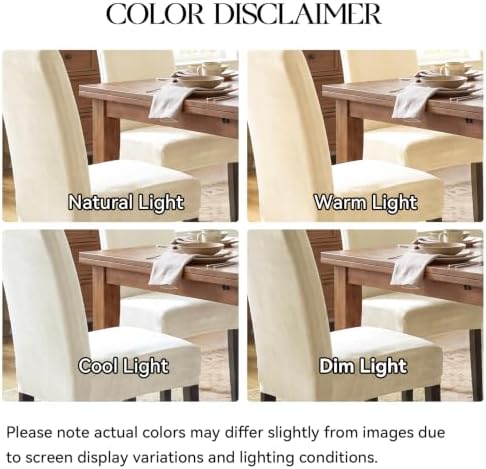MOSAYT Velvet Stretch Chair Covers for Dining Room Set of 6, Beige