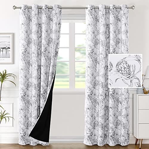 H.VERSAILTEX 100% Blackout Curtains for Living Room Camellia Floral