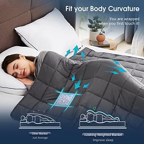 Weighted Blanket for Adults (15lbs, 48"x72", Full, Grey) Heavy Blanket