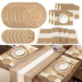 Boho Placemats Set of 6,Table Runner with Matching Round Woven