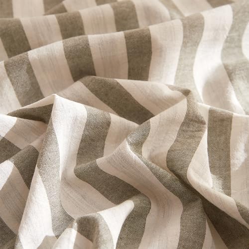 Grey Striped Duvet Cover Set 3 Pieces - King Size Soft Washed Cotton