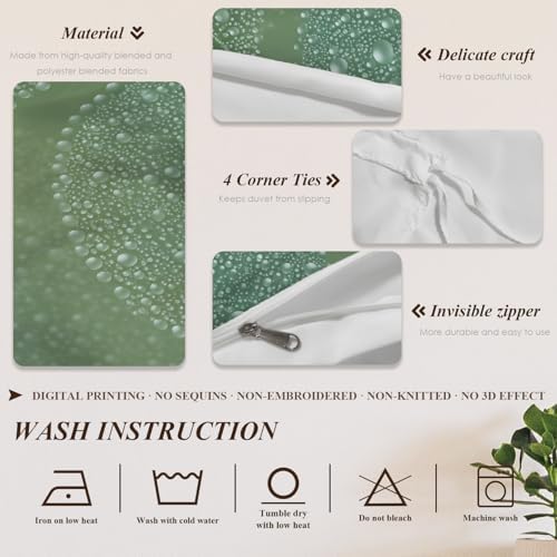 Shrahala Morning Dew 100% Cotton Duvet Cover Set Queen Size, Sage