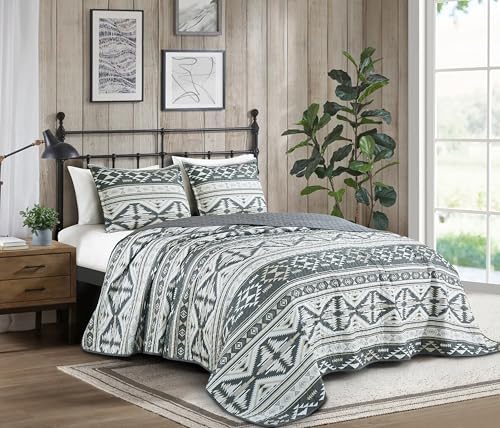 Chezmoi Collection Remy 3-Piece Southwestern Geometric Motif Quilt Set