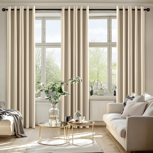 MIULEE Blackout Curtains for Bedroom 2 Panels 40 x 84 Inch Long Cream