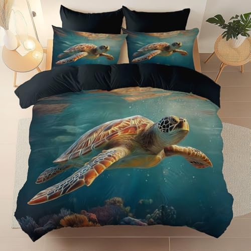 Duvet Cover Set California King, 3pc Reversible Surrealism Underwater