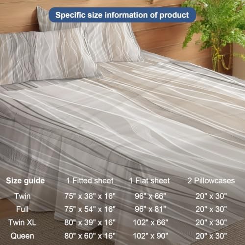 Batmerry Abstract Neutral Tones Twin XL Sheet Set–4 Piece Microfiber