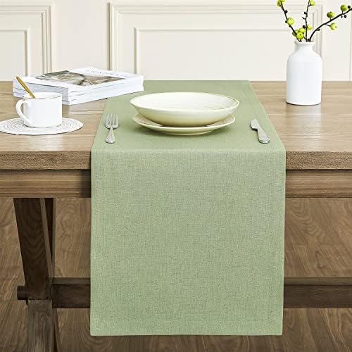 ZeeMart Basic Linen Style Table Runner, 14x90 Inch Sage Green