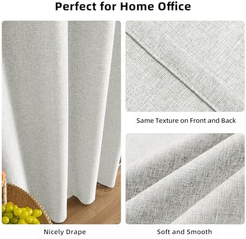 100% Blackout Curtains for Bedroom - Linen Textured Full Light