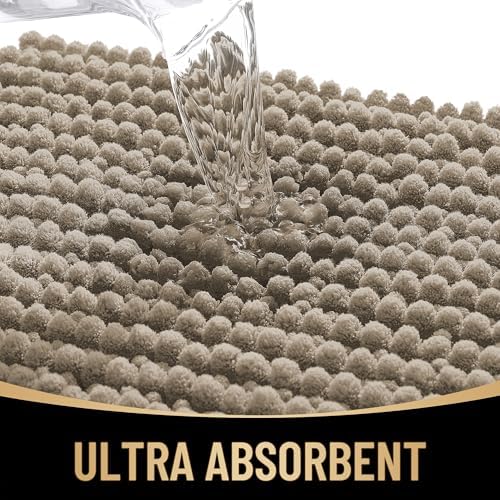 OLANLY Thick Chenille Absorbent Bathroom Rugs Mat 30x20, Warm Taupe