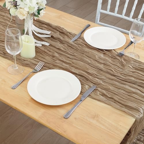 12 Pack Nude Cheesecloth Table Runner 120 Inch Boho Wedding Decor