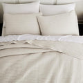 WDCOZY Beige King Size Pick Stitch Quilt Set, 3 Pieces 104x90 inches