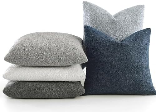 18x18 Boucle Throw Pillow Covers, Set of 2, Charcoal