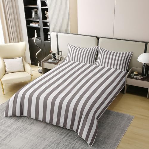 Feelyou Stripes Duvet Cover 100% Cotton King Size Geometric Bedding