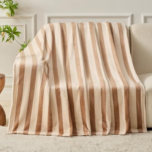 FY FIBER HOUSE Striped Flannel King Blanket - Soft Cozy Striped