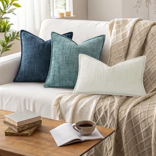 decorUhome Chenille Decorative Throw Pillow Covers 20x20 Set of 2