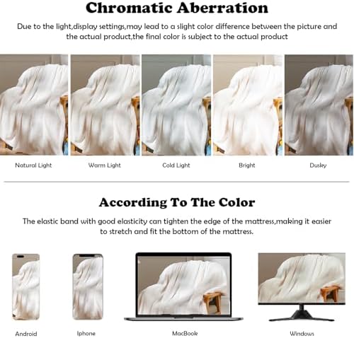 NEWCOSPLAY Fleece Leaves Pattern King Blanket, Ivory, 90"x110"