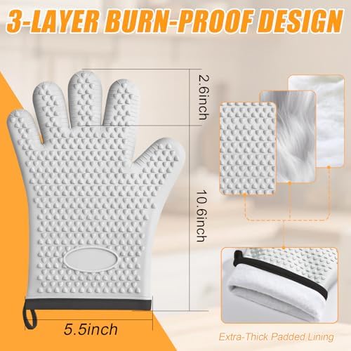2Pack Heat Resistant Oven Mitts for Grilling and Baking, Non-Slip