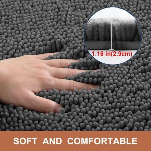 Chenille Bathroom Rugs Sets 2 Piece,Soft Shaggy Bath Rugs,Non-Slip