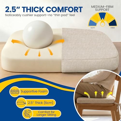 kingphenix Chair Cushions for Dining Chairs, Set of 4, 2.5 Inches