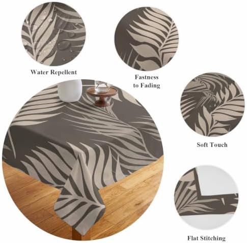 Rustic Palm Leaves Table Cloth, Tropical Leaf Botanical Summer Gray