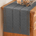 Artoid Mode Dark Grey Woven Farmhouse Hollow Table Runner 12x72 Inch